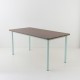 Table 160x80 plateau noyer époxy bleu pastel
