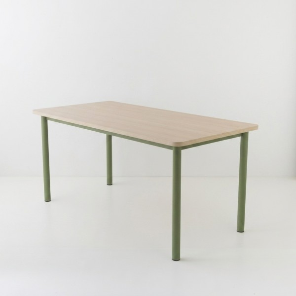 Table 160x80 plateau chêne époxy kaki