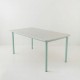 Table 160x80 plateau travertin époxy bleu pastel