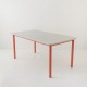 Table 160x80 plateau travertin époxy rouge