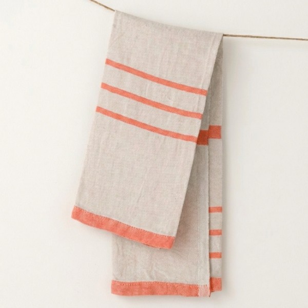 serviette lin gris orange 48x70 Lapuan Kankurit