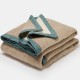 Couverture en laine sans teinture reversible bords vert eucalyptus