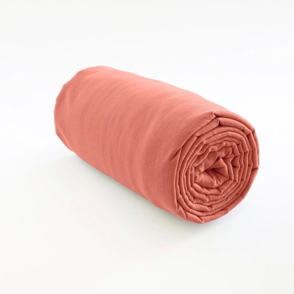 drap housse 100% lin corail