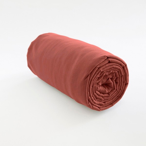 drap housse lin muscade