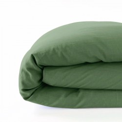 housse de couette lin vert treillis
