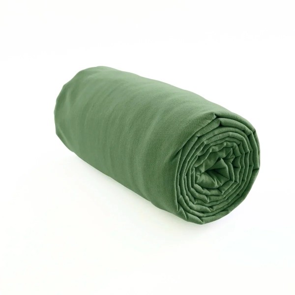 drap housse lin vert treillis