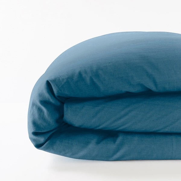 housse de couette 100% lin bleu marine