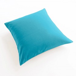 taie oreiller et traversin lin bleu paon