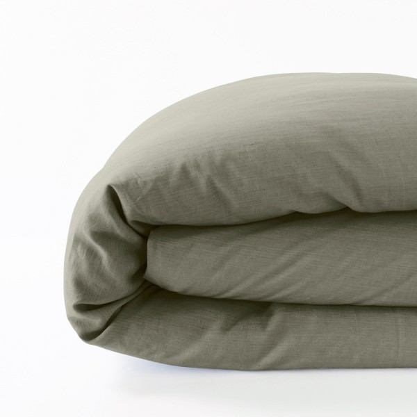 housse de couette 100% lin taupe