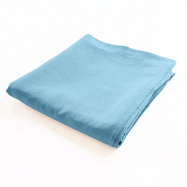 drap de lit plat 100% lin gris bleu