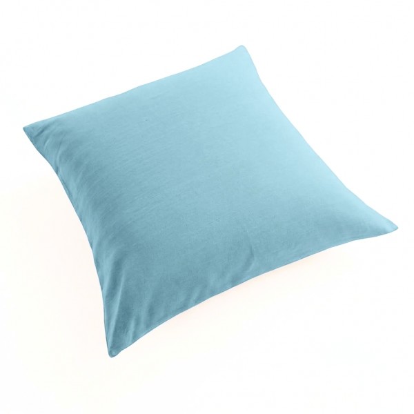 taie oreiller et traversin 100% lin ton gris-bleu
