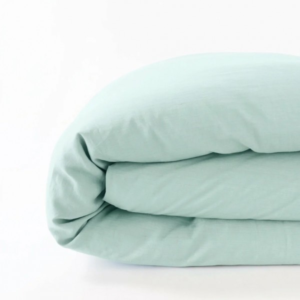 housse de couette 100% lin bleu glacier