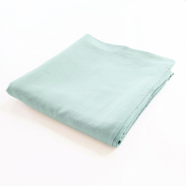 drap de lit plat 100% lin bleu glacier