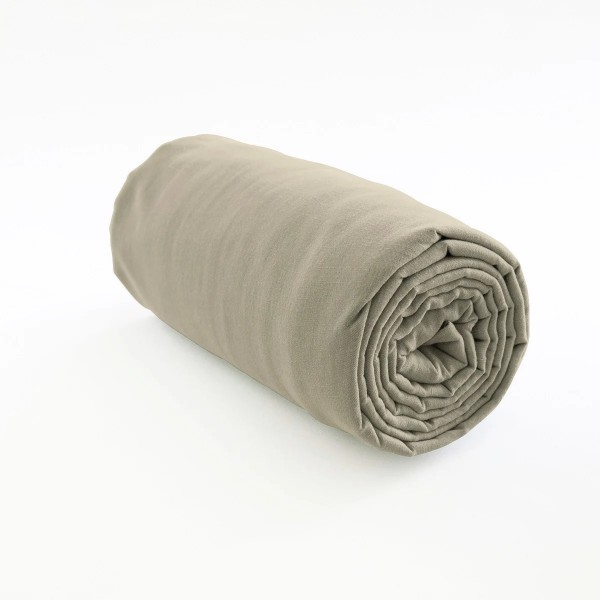 drap housse 100% lin grège