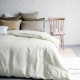 taie d'oreiller 100%  lin grège en camaieu de tons naturels avec perle taupe naturel et blanc