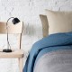 housse de couette 100% lin bleu marine coordonné avec oreillers taupe et grège
