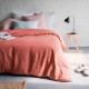 housse de couette 100% lin corail en panaché avec oreillers en poudre nuage et blanc