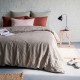 housse de couette 100% lin taupe en panaché avec oreillers poudre muscade et cendre