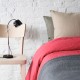 housse de couette lin coquelicot coordonné avec oreillers en grège et en taupe