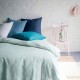 housse de couette 100% lin bleu glacier en camaieu de bleus avec marine - paon - bleu gris