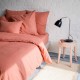 drap housse 100% lin corail en ambiance