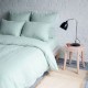 drap de lit plat 100% lin bleu glacier en ambiance