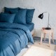 taie oreiller et traversin 100% lin coloris bleu marine en ambiance