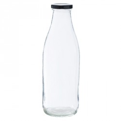 Bouteille 1l en verre avec capsule noire pour épicerie en vrac