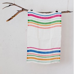 serviette PM lin rayé multicolore