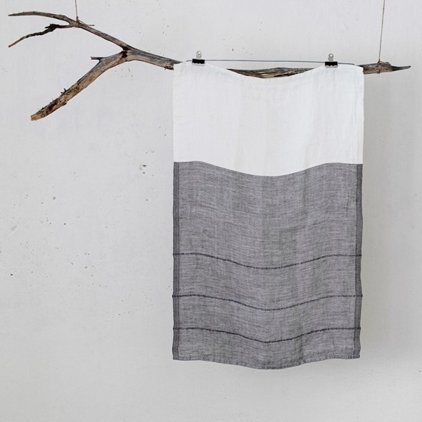 serviette PM lin bicolore blanc/gris