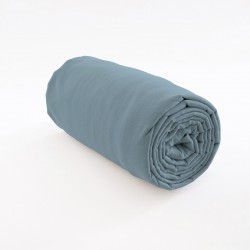 drap housse 100% lin gris-bleu