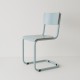 chaise cantilever tube + HPL coloris bleu pastel RAL-design 210 70 10 