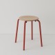 tabouret ht 46 cm tube + bois coloris rouge RAL-design 040 40 60 