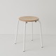 tabouret ht 46 cm tube + bois coloris blanc RAL9003
