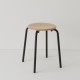 tabouret ht 46 cm tube + bois coloris noir RAL9017 