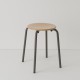 tabouret ht 46 cm tube + bois coloris taupe