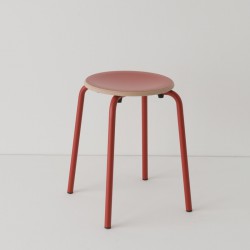 tabouret ht 46 cm tube + HPL coloris rouge RAL-design 040 40 60