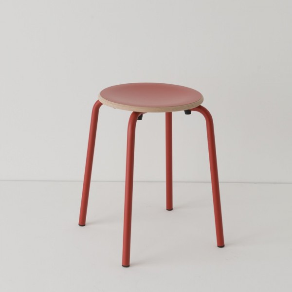 tabouret ht 46 cm tube + HPL coloris rouge RAL-design 040 40 60