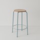 tabouret ht 65 cm tube + bois coloris bleu pastel RAL-design 210 70 10