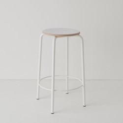 tabouret ht 65 cm tube + HPL ton/ton coloris blanc RAL9003 