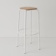 tabouret ht 80 cm tube + bois coloris blanc RAL9003