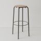 tabouret ht 80 cm tube + bois coloris taupe