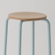 tabouret ht 80 cm tube + bois coloris bleu pastel RAL-design 210 70 10