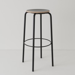 tabouret ht 80 cm tube + HPL ton/ton coloris noir RAL9017