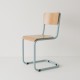 chaise cantilever tube + bois coloris bleu pastel RAL-design 210 70 10 