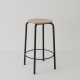 tabouret ht 65 cm tube + bois coloris noir RAL9017 