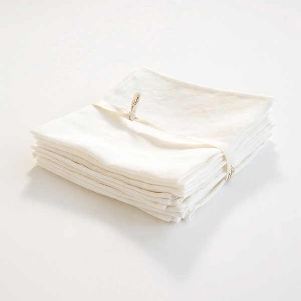 serviette blanche en lin léger
