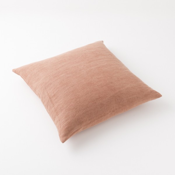 Housse de coussin 65x65 en lin lourd coloris terracotta