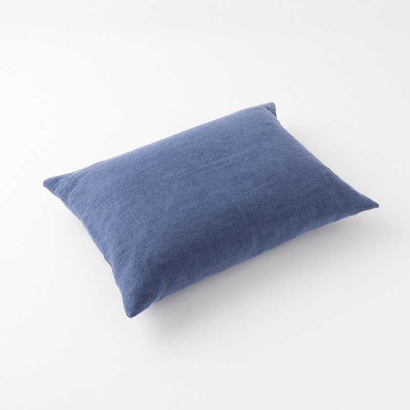 Housse de coussin 50x70 en lin lourd coloris bleu indigo