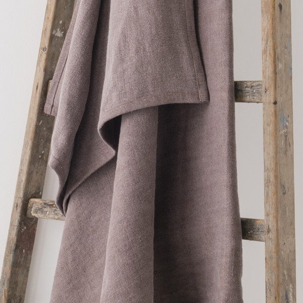 plaid 130x200 en lin lourd écorce